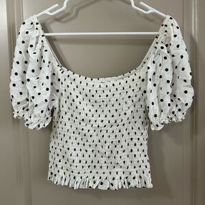 Polka Dot Puff Sleeve Top
